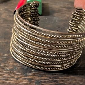 Source Unknown Gold Tone Multi-Row Braided Cuff Bracelet